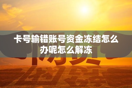 卡号输错账号资金冻结怎么办呢怎么解冻